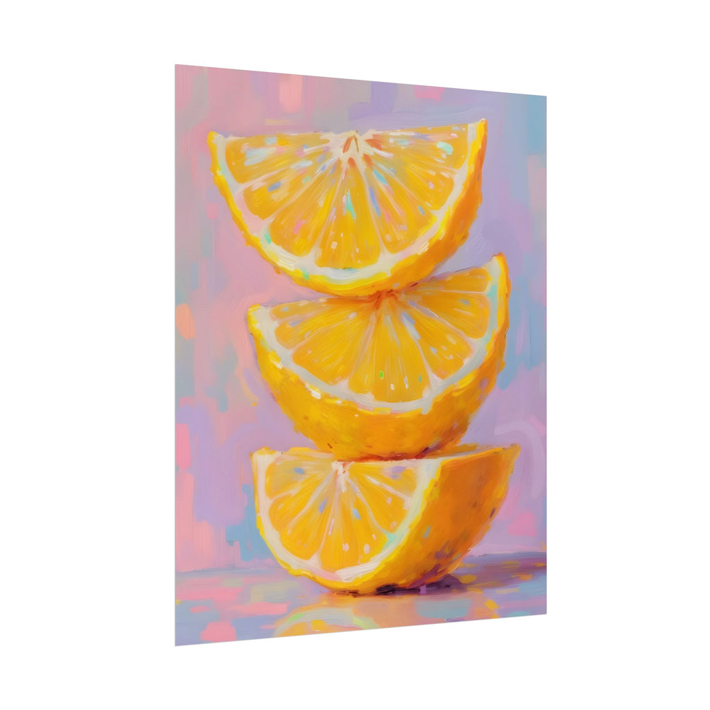 Citrus Slice - Stacked Lemon Wall Art - Stretched Poster
