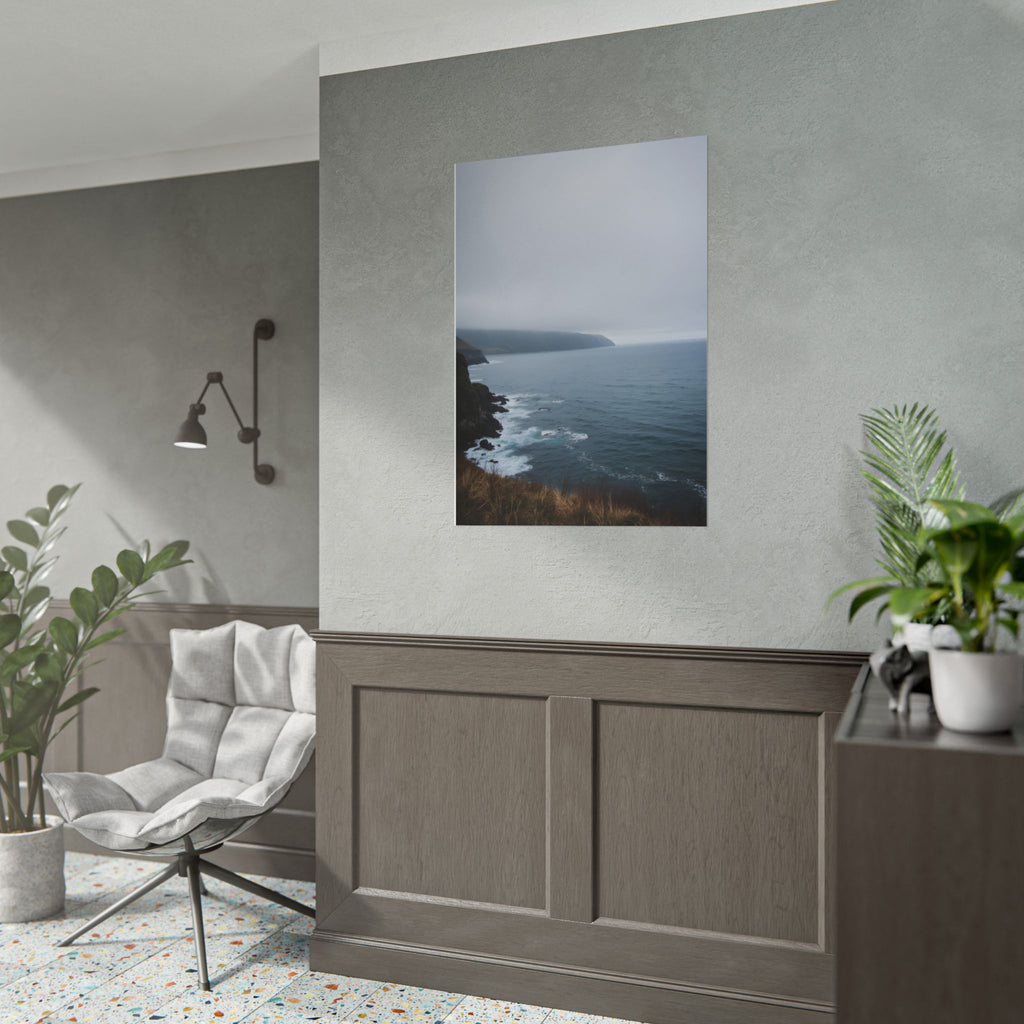 Foggy Coastal Cliff Wall Art  - Poster