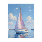 Sailing boat on calm water with pink accents - Poster