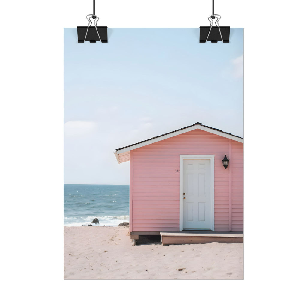 Pink Beach Cottage  Wall Art - Poster