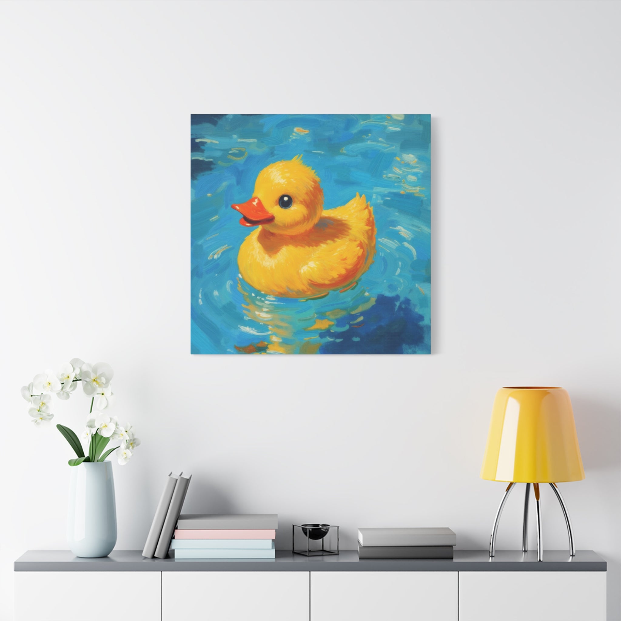 Rubber Duck Painting Canvas — Bright Yellow Nursery Wall Art