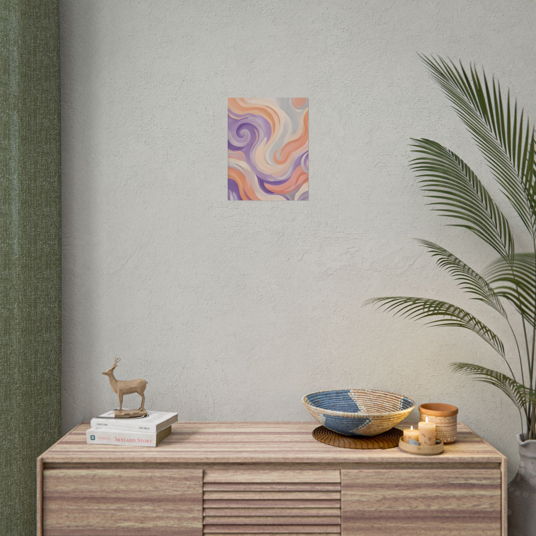 Abstract Swirl Poster - Peach & Lavender Fluid Art Rolled Wall Print