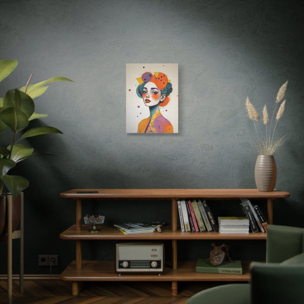 Colorful Portrait Art Canvas - Abstract Geisha Woman Matte Stretched Canvas