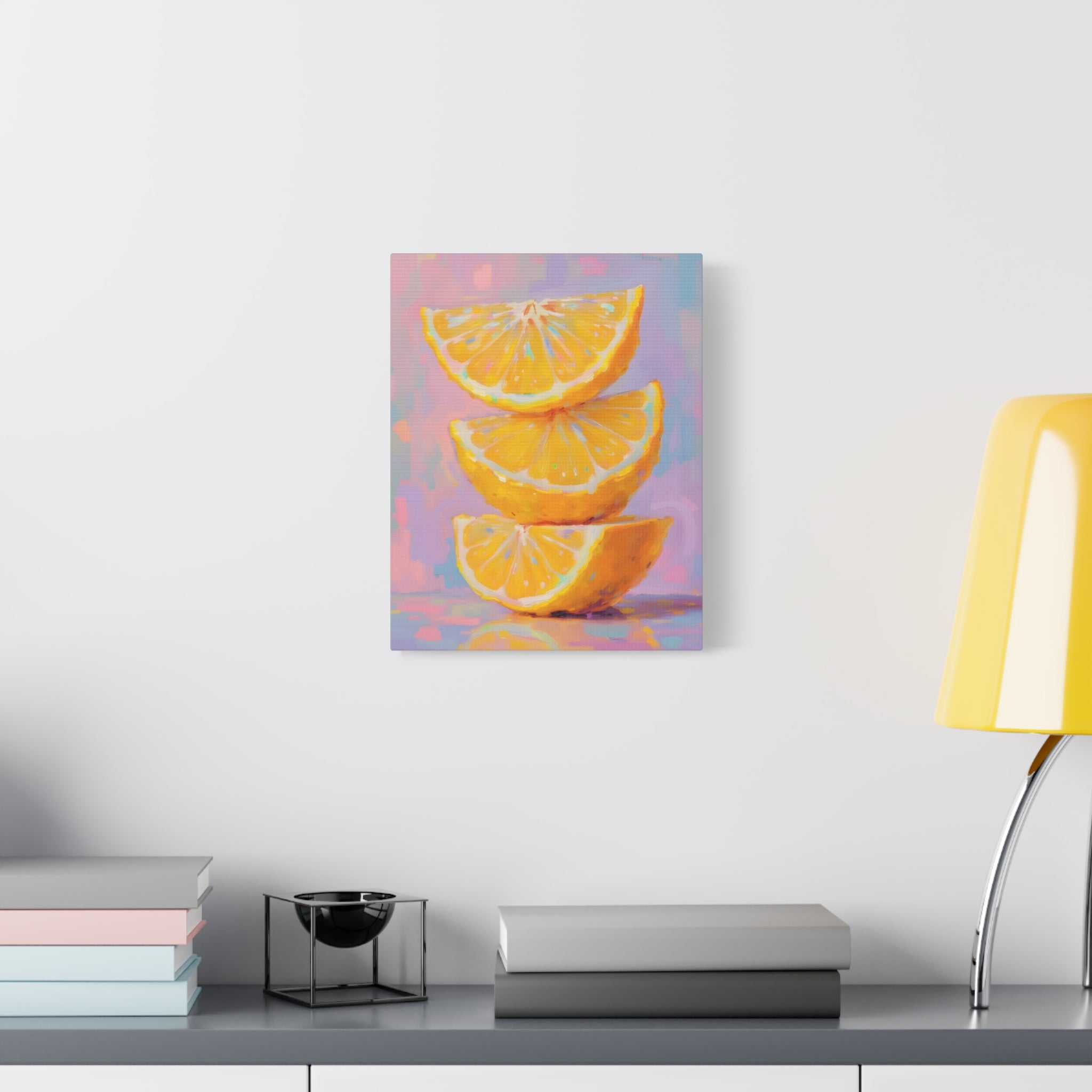 Citrus Slice - Stacked Lemon Wall Art - Stretched Canvas