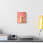Popcorn with a pink background Wall Art - Stretched Canvas