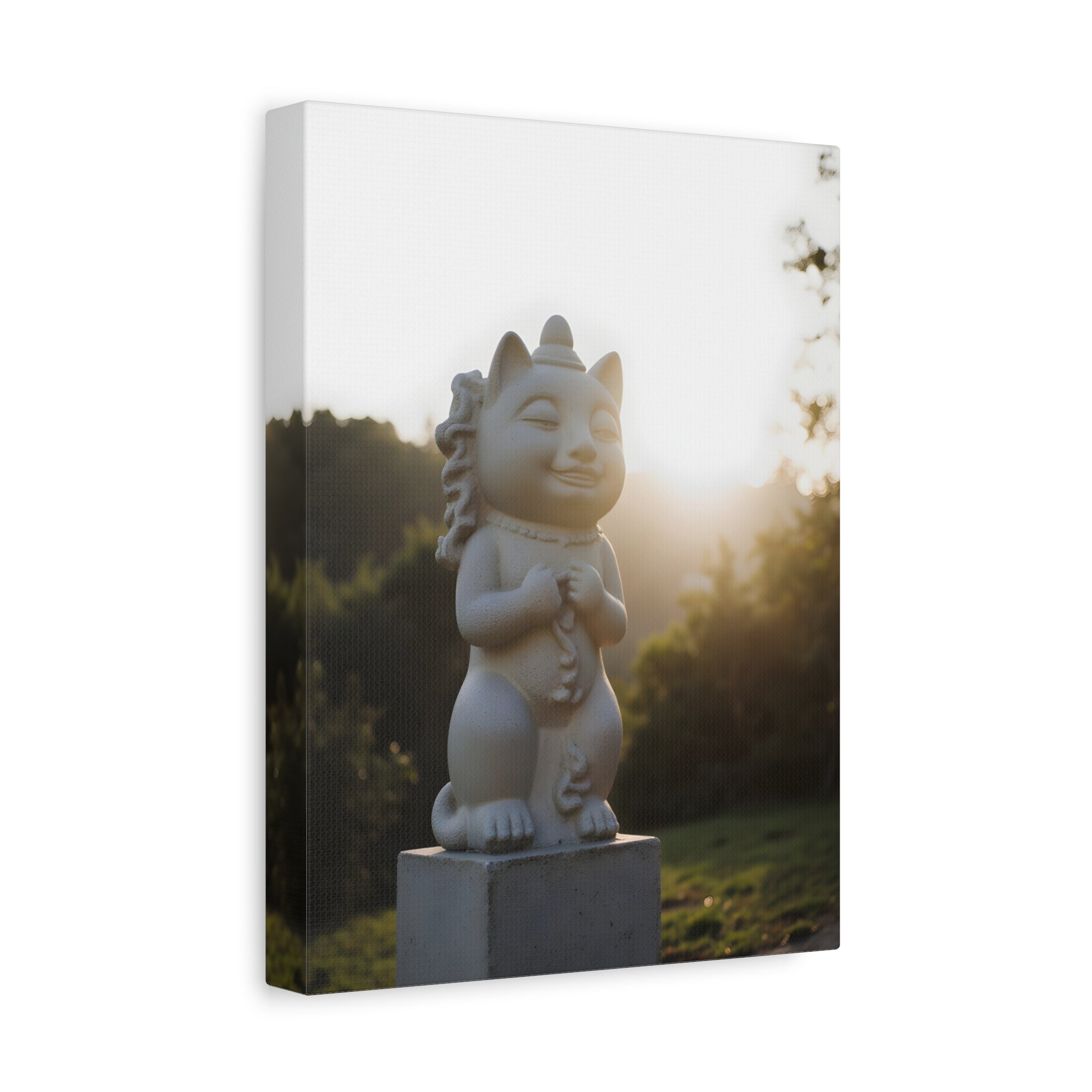 Sunlit Lucky Cat Wall Art - Stretched Canvas