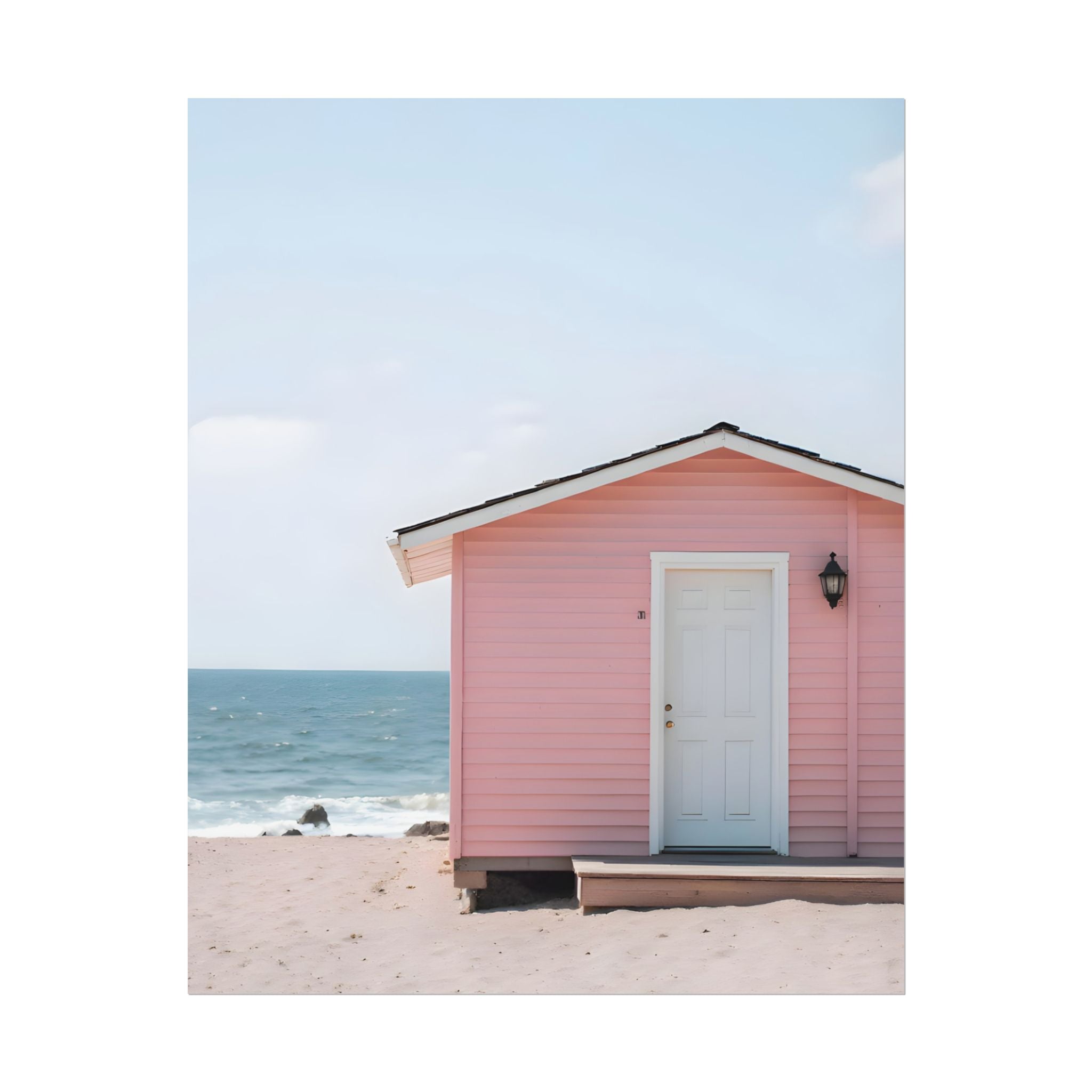 Pink Beach Cottage  Wall Art - Poster