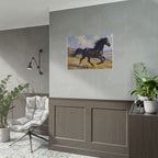 Running Black Stallion Wall Art - Horse Painting - Poster