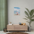 Sun-drenched beach memory with beach chair and umbrella - Poster