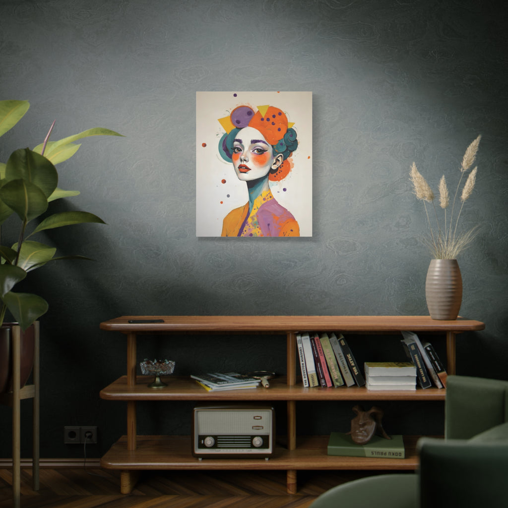 Colorful Portrait Art Canvas - Abstract Geisha Woman Matte Stretched Canvas