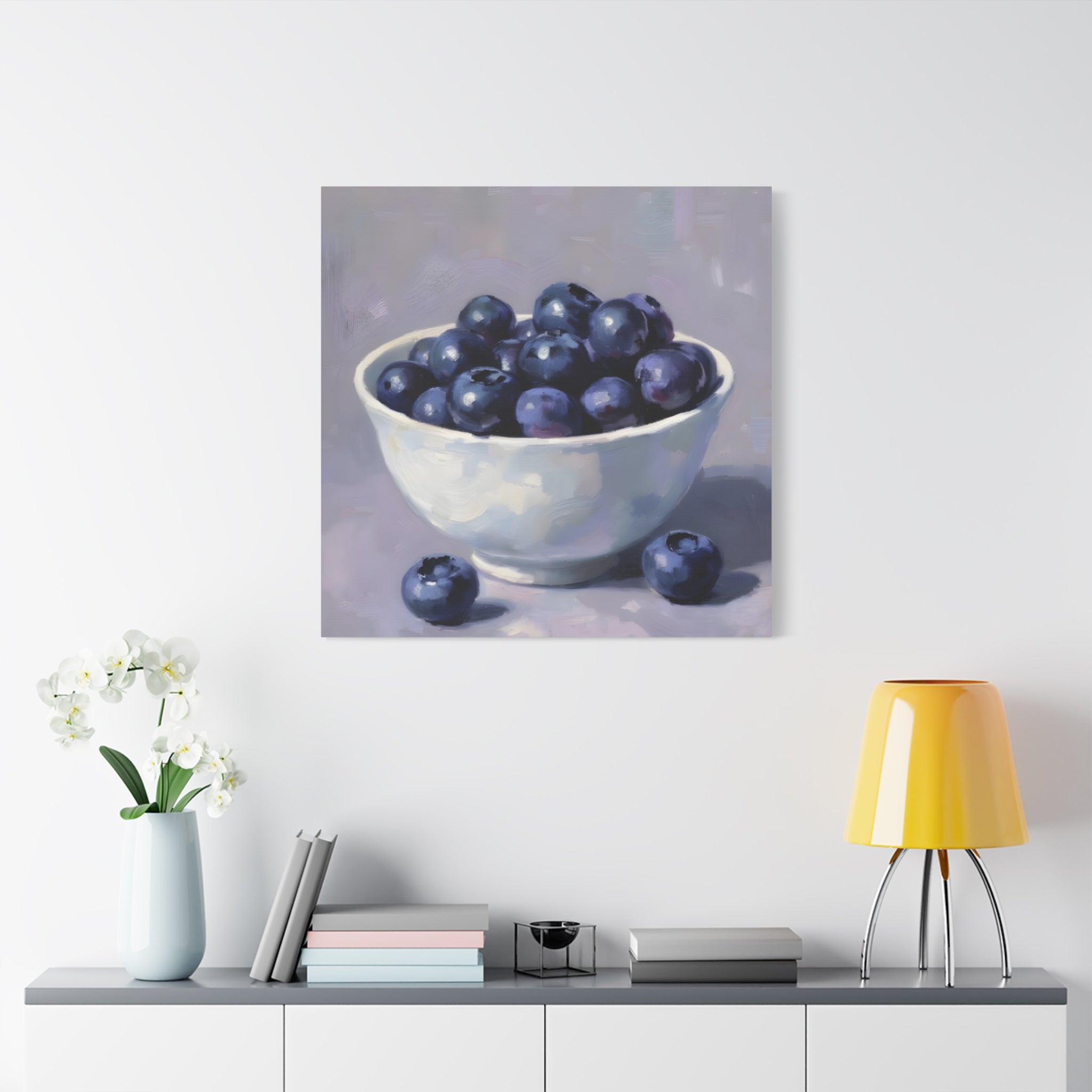 Blueberry Bowl Canvas Print — Still Life Wall Art