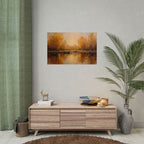 Autumn at the lake with rowboats - Poster