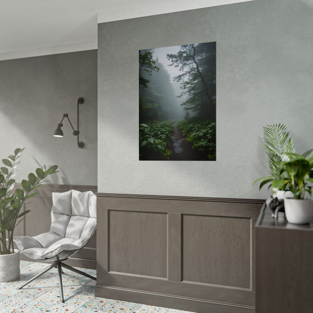 Misty Forest Path  Stretched Wall Art - Poster