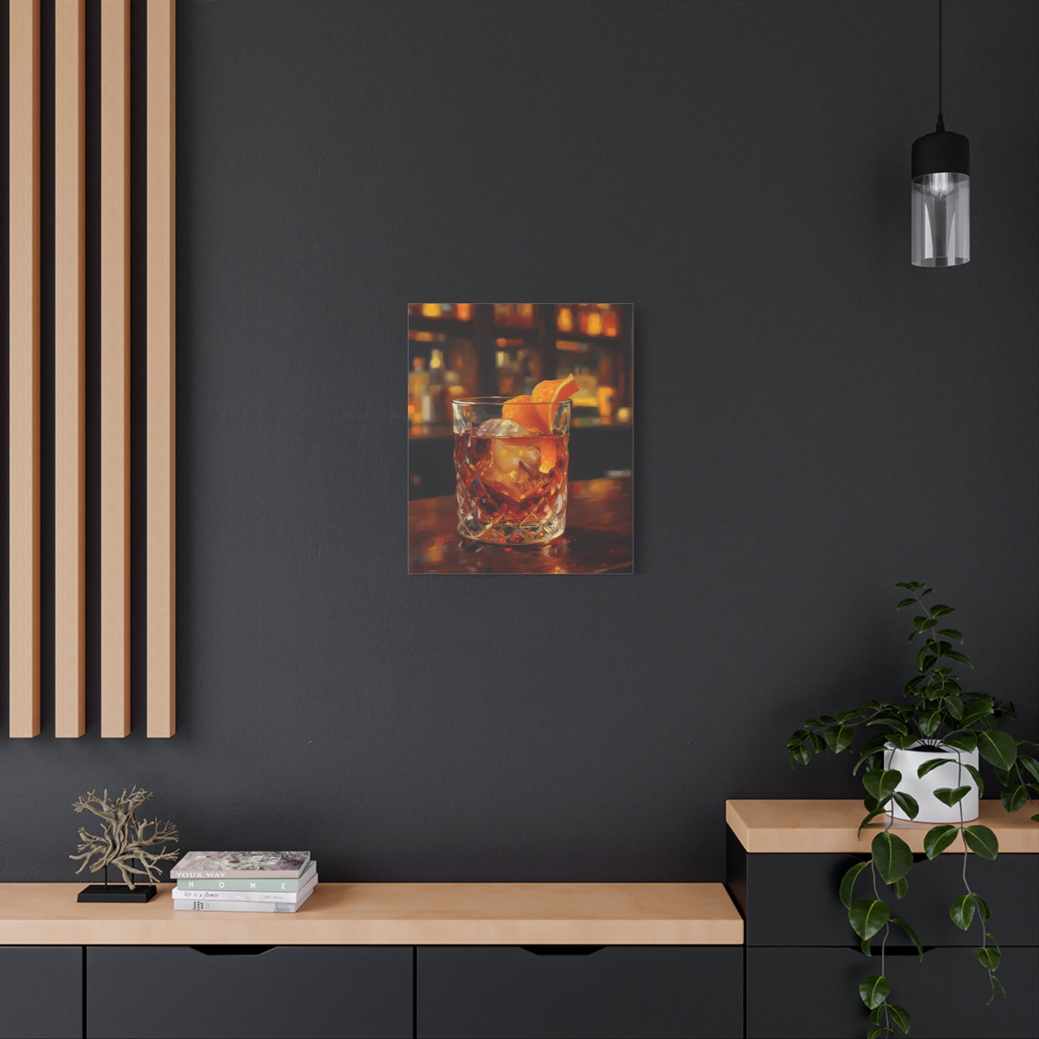 Whisky on Ice Wall Art -  Bar & Home Decor - Stretched Canvas