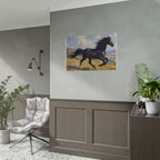 Running Black Stallion Wall Art - Horse Painting - Poster