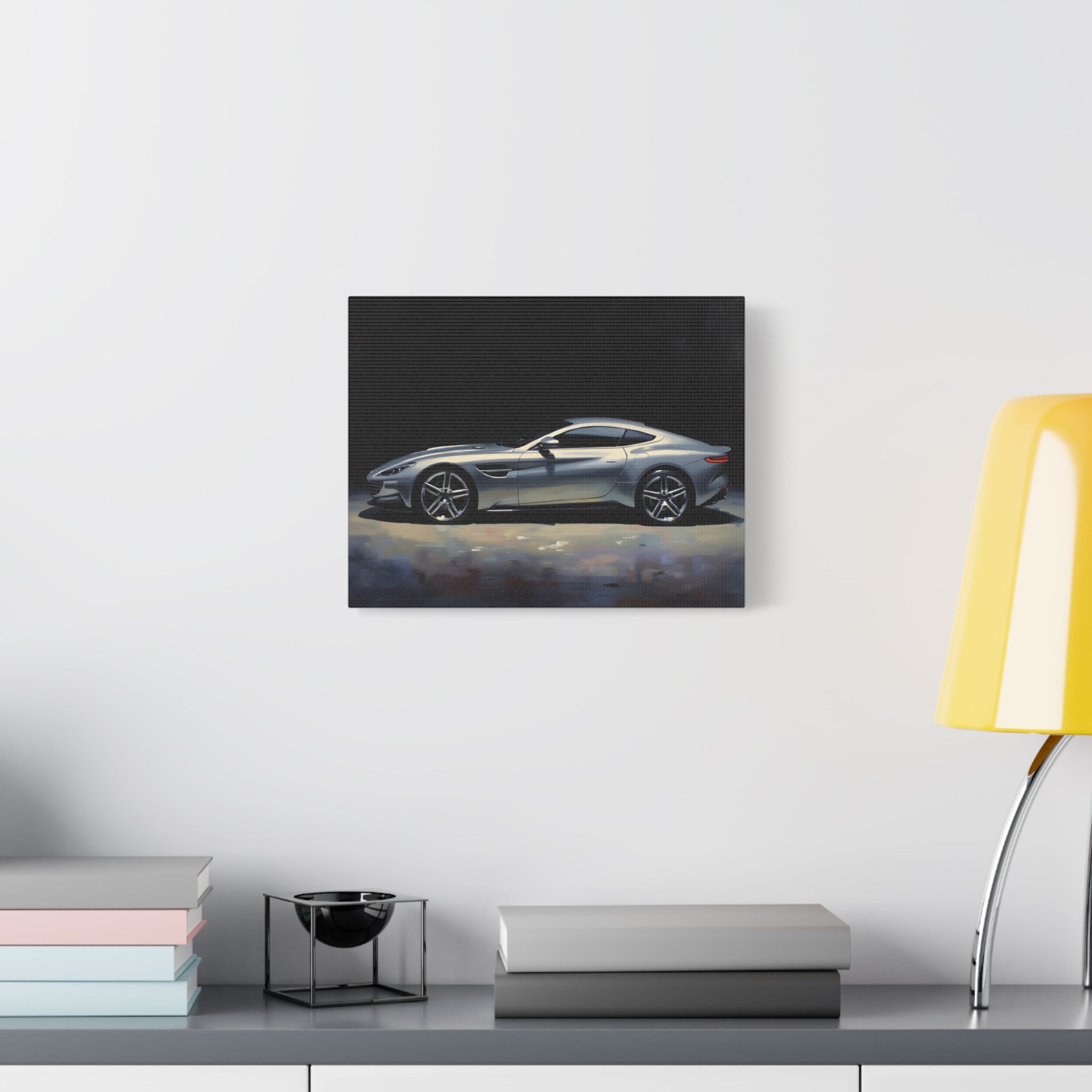 Silver Sports Car Matte Canvas Print — Modern Automotive Wall Art