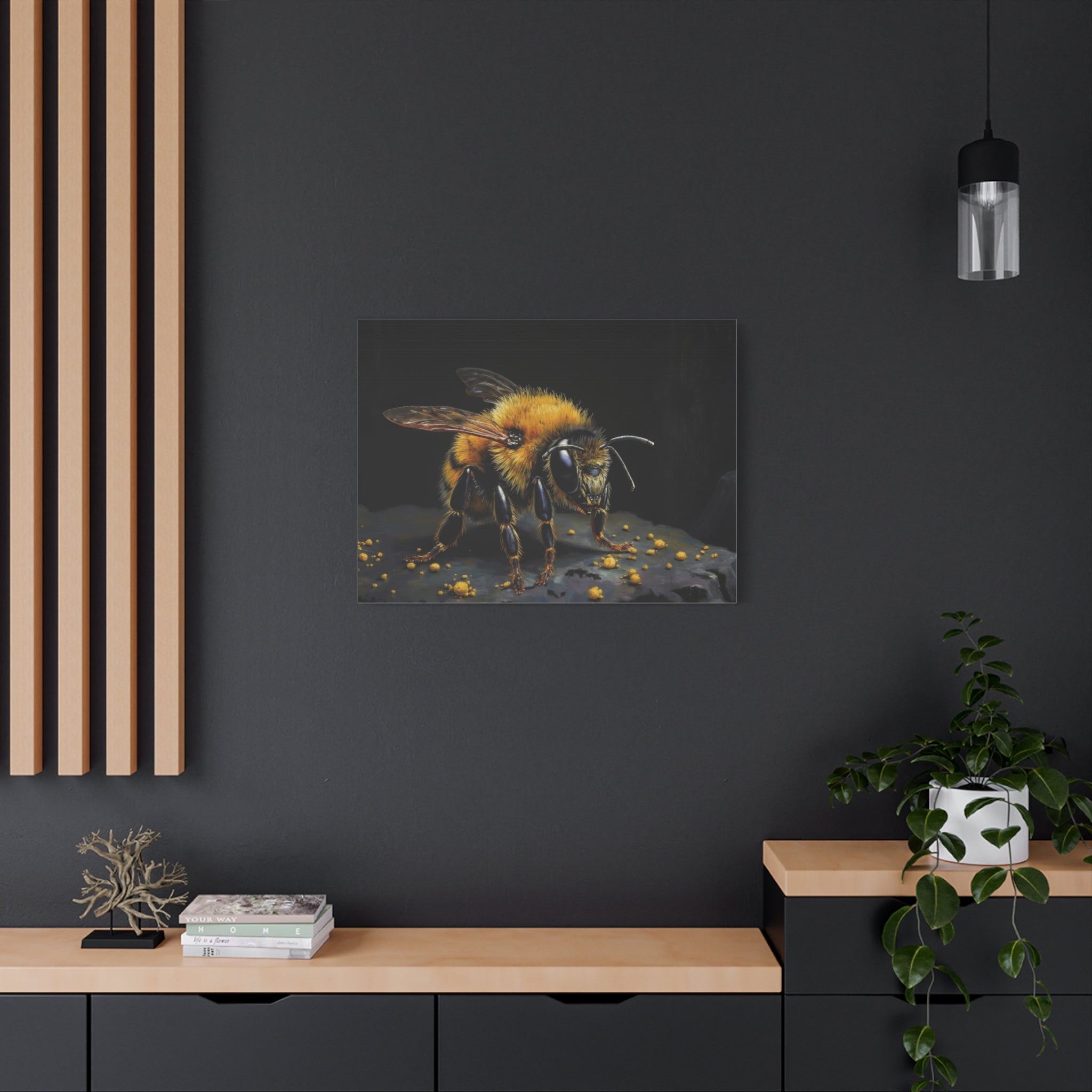 Bumblebee Canvas Print — Realistic Bee Wall Art on Matte Stretched Canvas