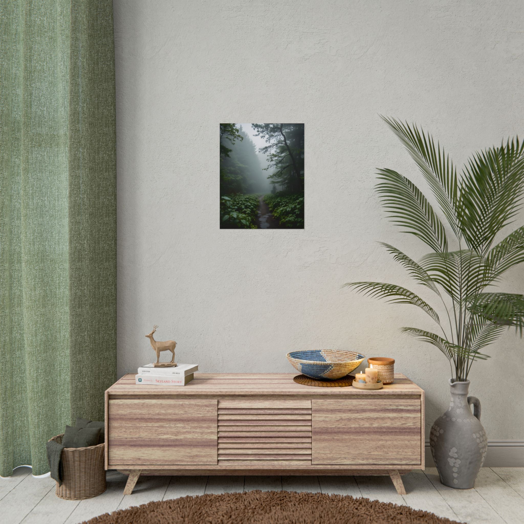 Misty Forest Path  Stretched Wall Art - Poster