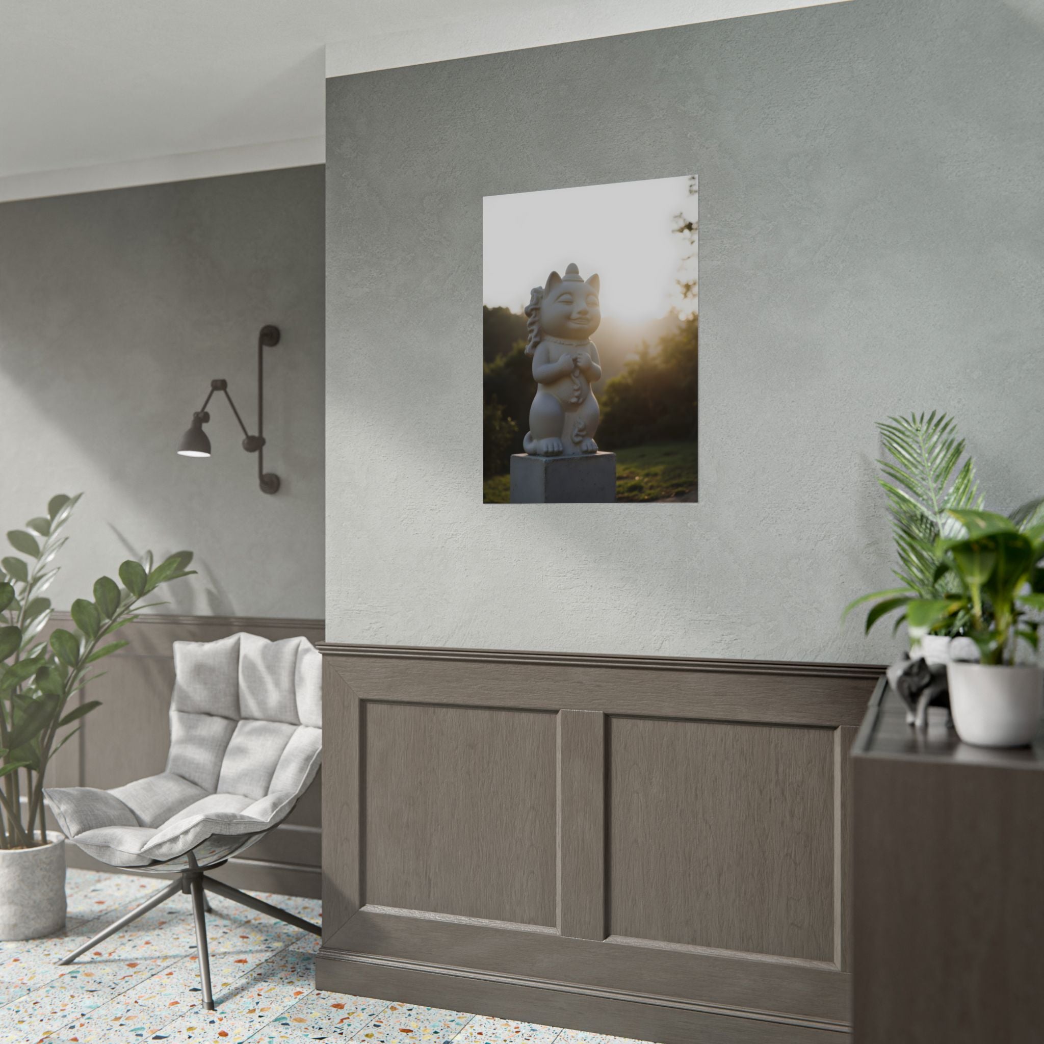 Sunlit Lucky Cat Wall Art - Poster