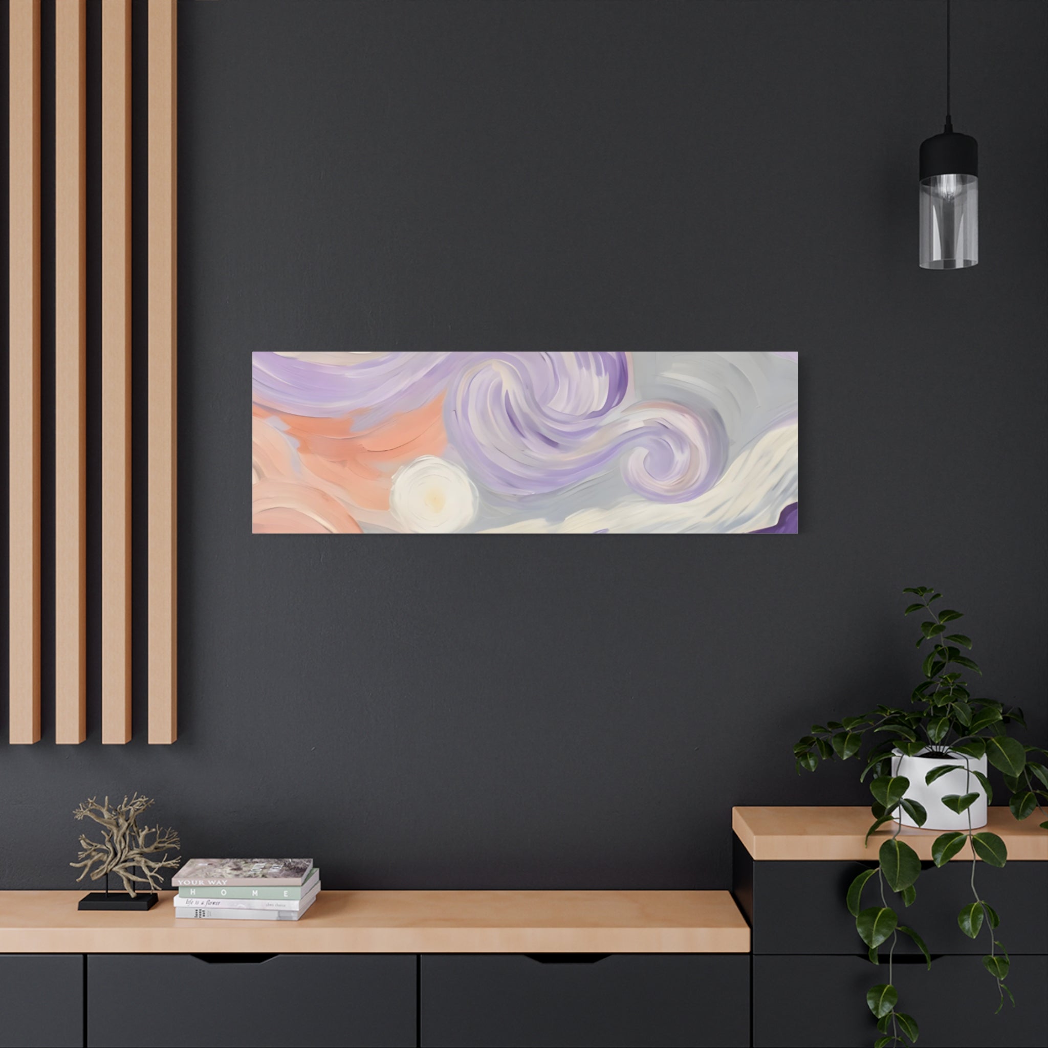 Abstract Swirl Canvas Art – Lavender & Peach Matte Stretched Canvas