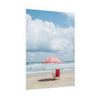 Sun-drenched beach memory with beach chair and umbrella - Poster