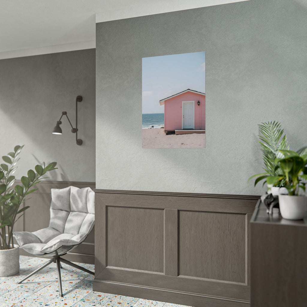 Pink Beach Cottage  Wall Art - Poster