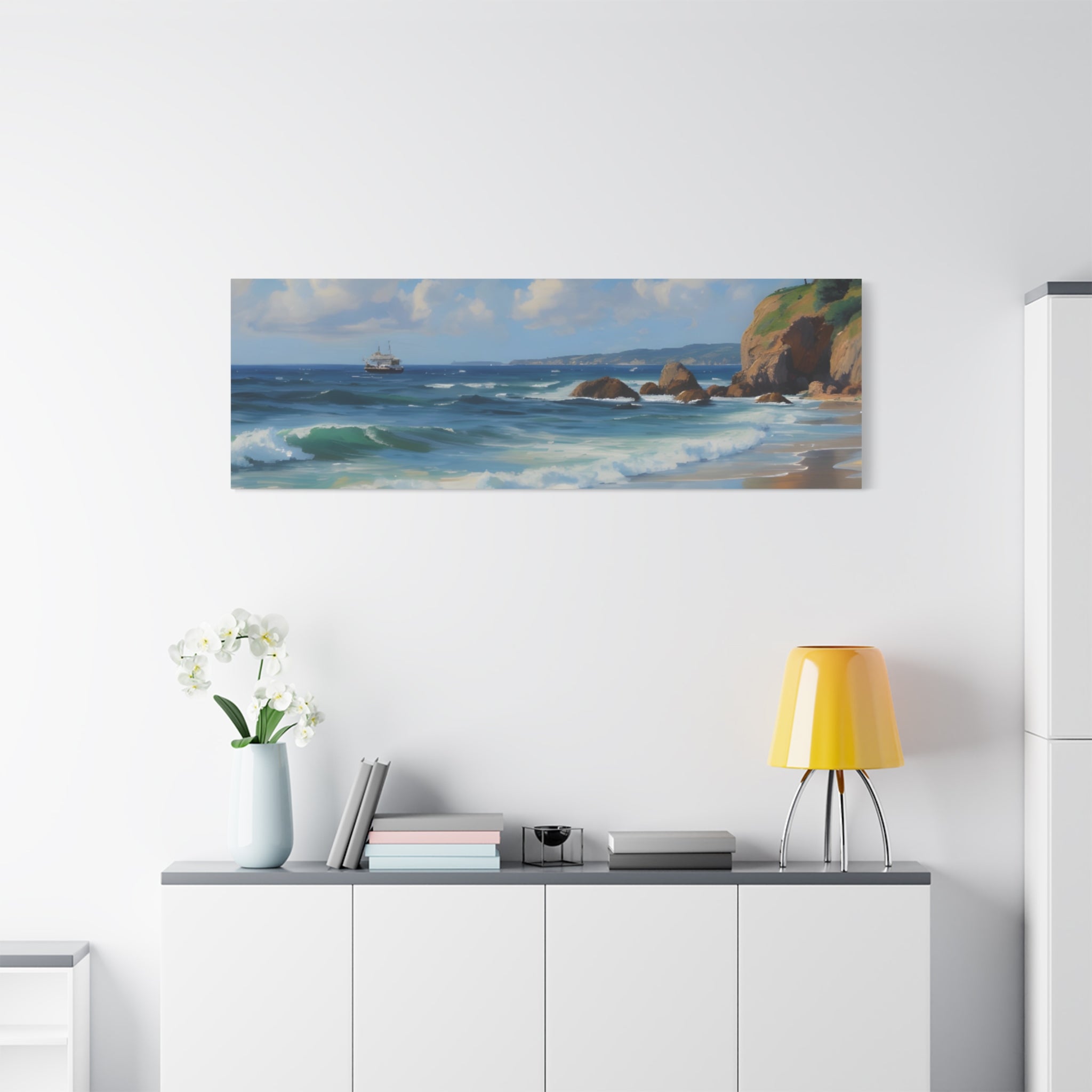 Seaside Beach Canvas Print — Coastal Landscape Matte Stretched Wall Art