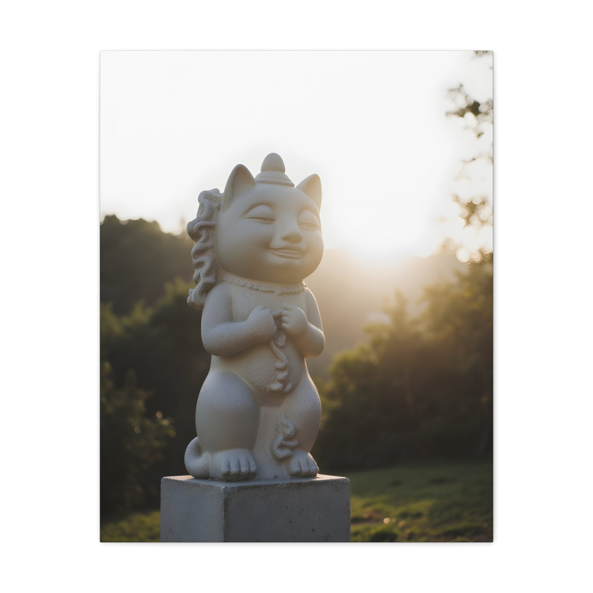 Sunlit Lucky Cat Wall Art - Stretched Canvas