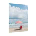 Sun-drenched beach memory with beach chair and umbrella - Poster
