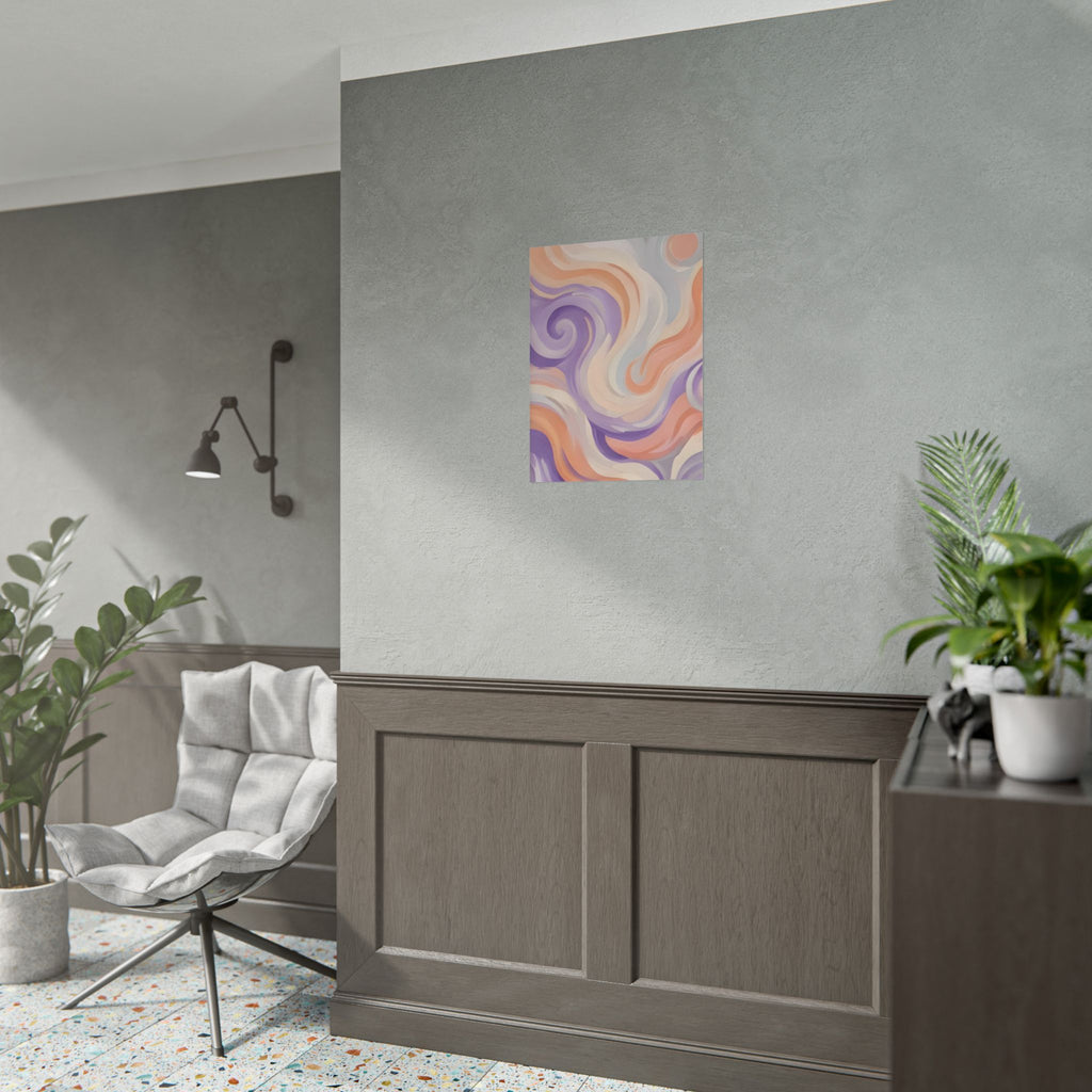 Abstract Swirl Poster - Peach & Lavender Fluid Art Rolled Wall Print