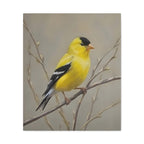 Putter Muurkunst Canvas — Gele Zangvogel Schilderij op Tak, Mat Gespannen Canvas
