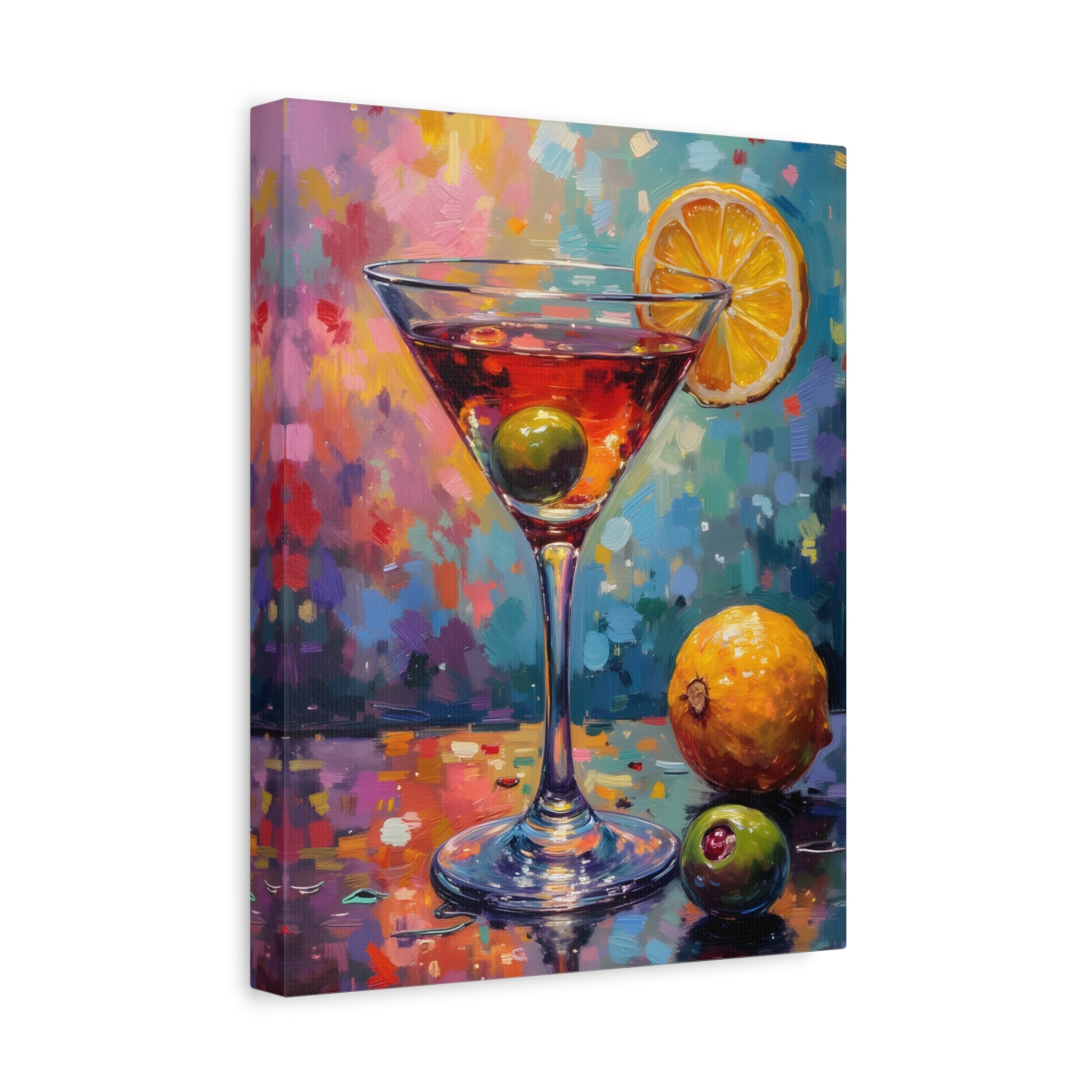 Colourful Martini Glass Matte Canvas Wall Art - Stretched canvas