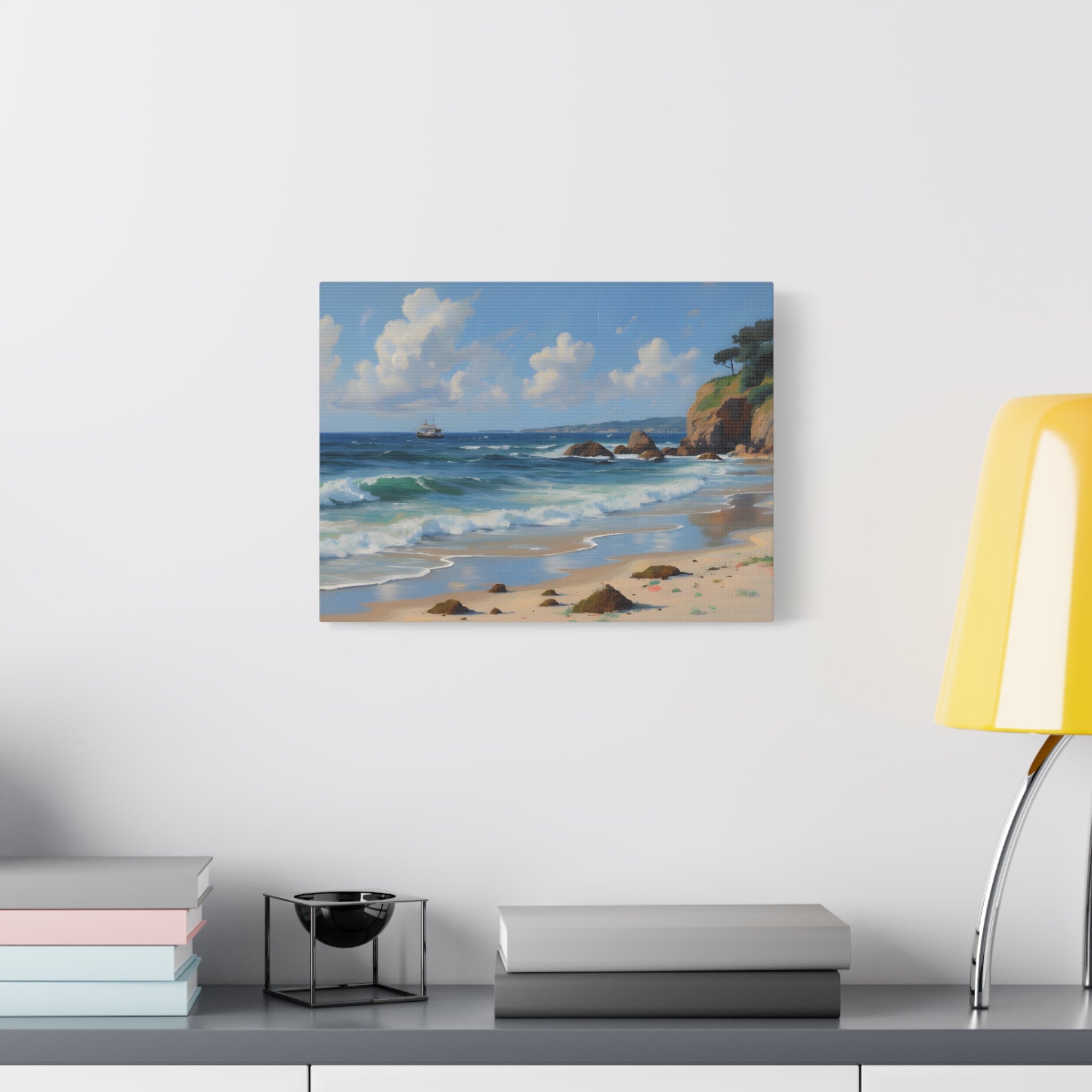 Seaside Beach Canvas Print — Coastal Landscape Matte Stretched Wall Art