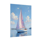 Sailing boat on calm water with pink accents - Poster