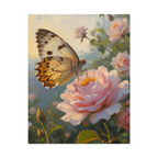 Butterfly on Pink Rose Wall Art - Poster