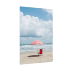 Sun-drenched beach memory with beach chair and umbrella - Poster