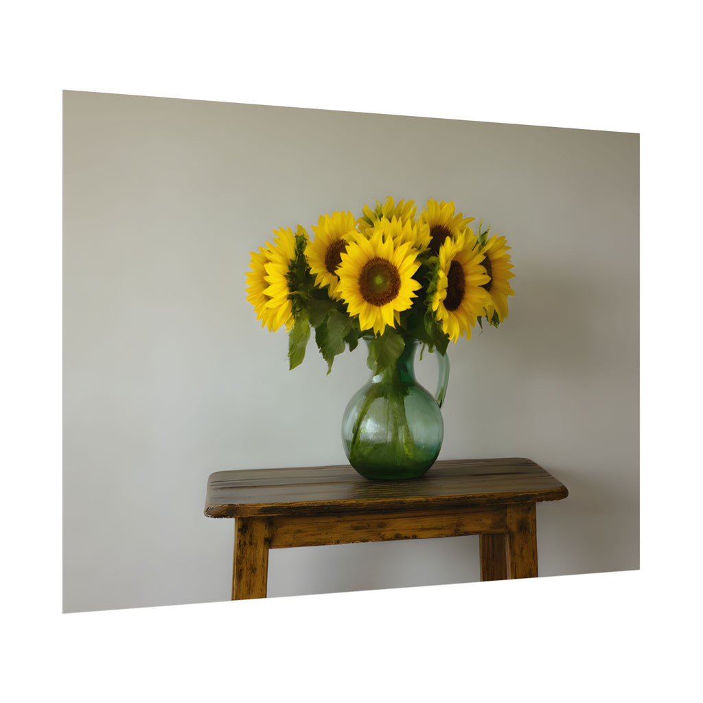 Sunflowers in Green Pitcher Wall Art - Poster