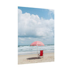 Sun-drenched beach memory with beach chair and umbrella - Poster