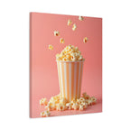 Popcorn with a pink background Wall Art - Stretched Canvas
