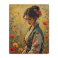 Asian Floral Lady Wall Art - Stretched Canvas