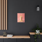 Popcorn with a pink background Wall Art - Stretched Canvas