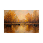 Autumn at the lake with rowboats - Poster