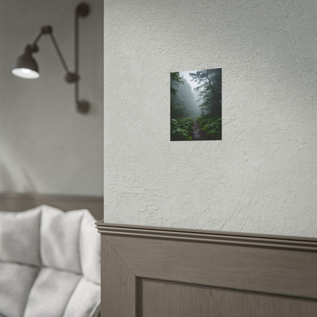 Misty Forest Path  Stretched Wall Art - Poster