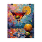 Colorful martini glass with lemon and olive Wall Art - Poster