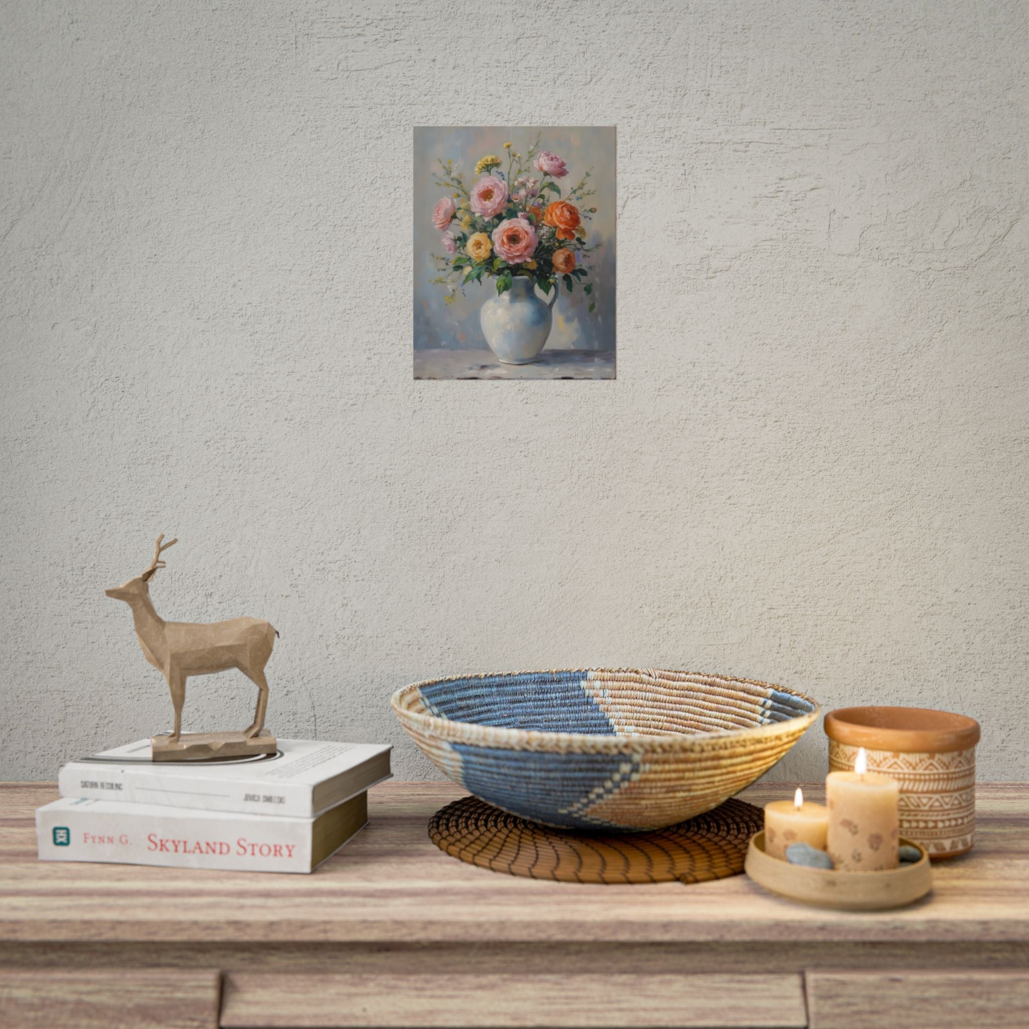 Kleurrijke rozen in een kan als wanddecoratie - Poster 