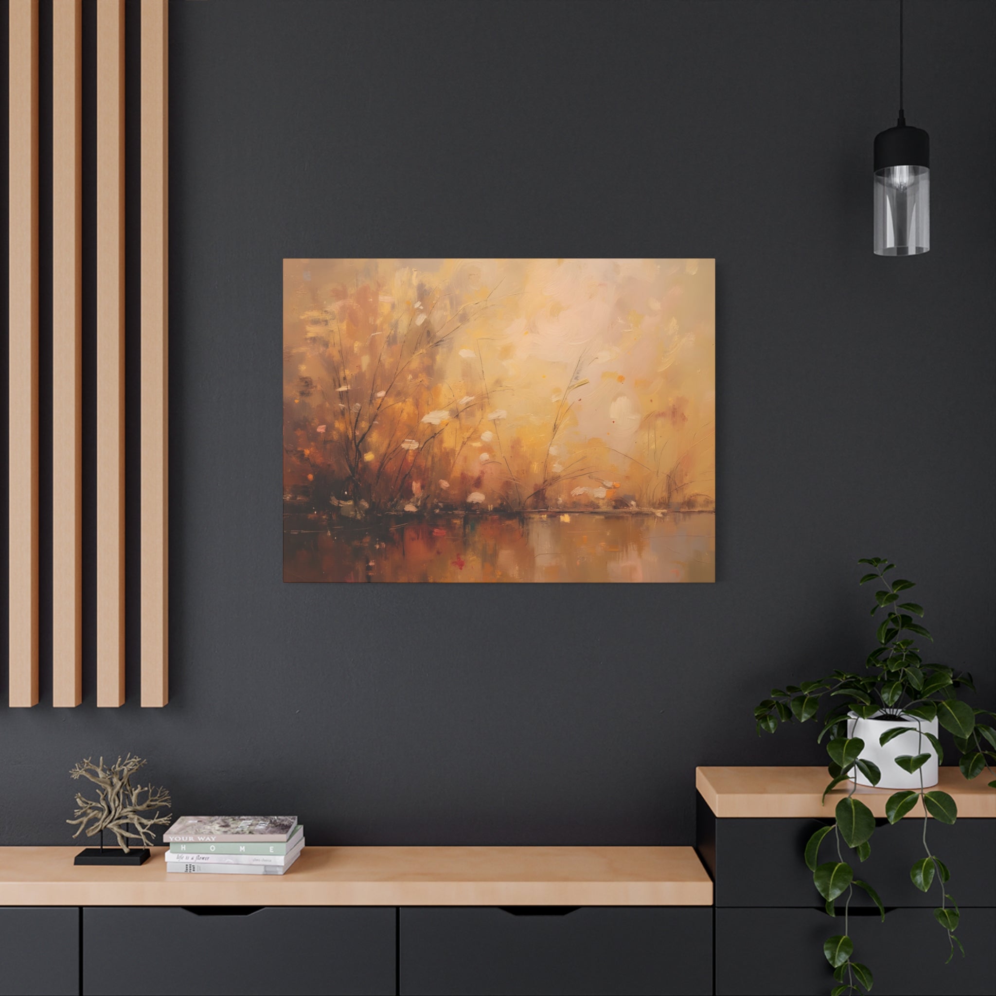 Golden Meadow Abstract Wall Art - Stretched Canvas