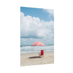 Sun-drenched beach memory with beach chair and umbrella - Poster