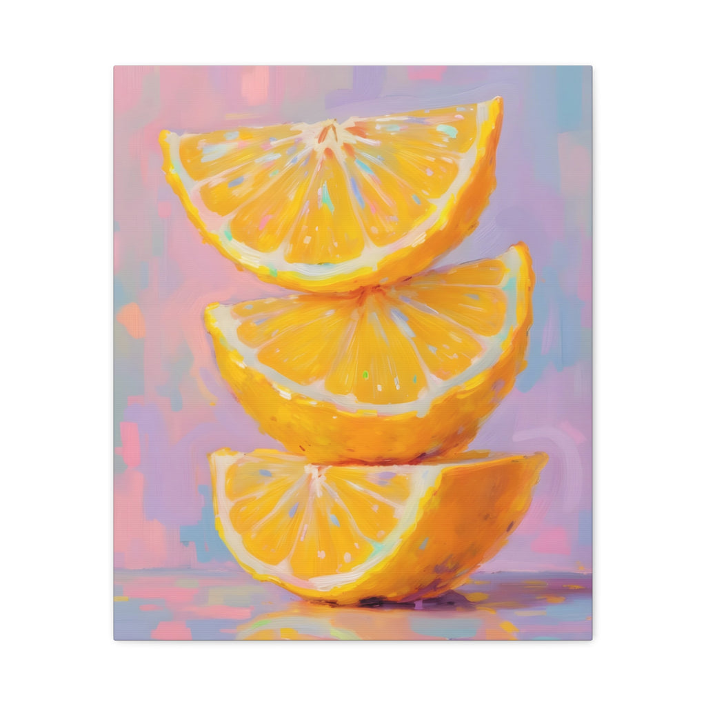 Citrus Slice - Stacked Lemon Wall Art - Stretched Canvas