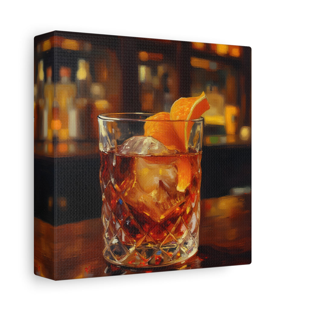 Whisky on Ice Wall Art -  Bar & Home Decor - Stretched Canvas