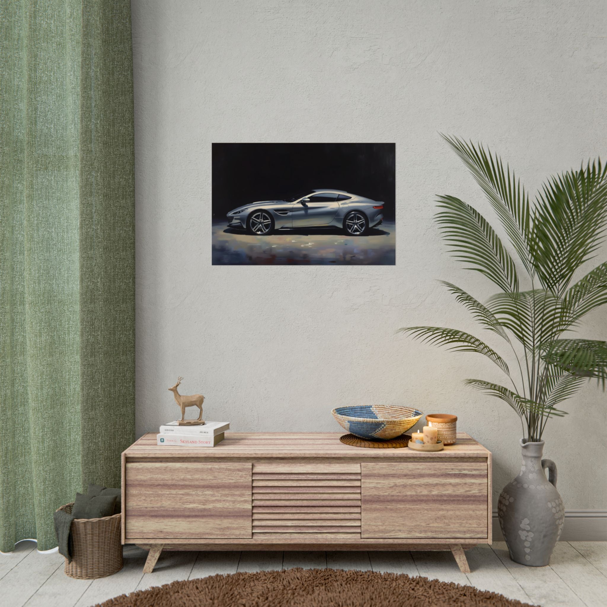 Sportwagen Poster - Zilveren GT Automotive Kunstprint (Opgerolde Poster)